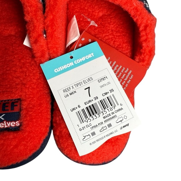 REEF Collab Tipsy Elves Mens Slippers Santa Log Festive Christmas Size 7 - Picture 5 of 6